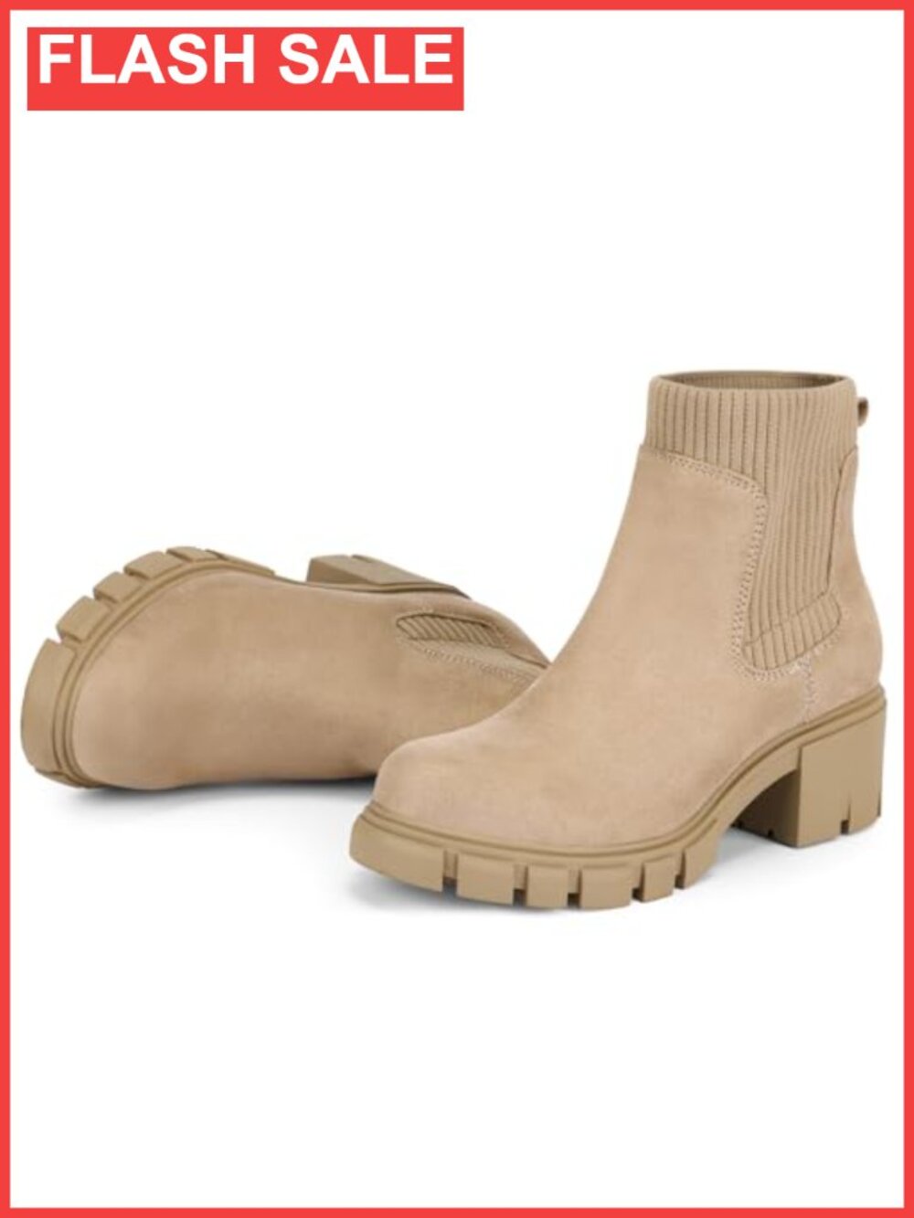 Chelsea Ankle Boots Suede Chunky Heel Slip On Booties